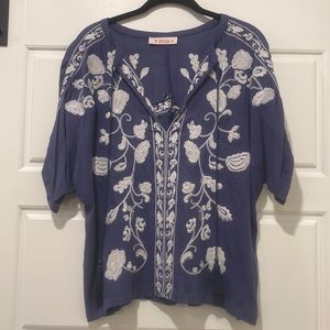 Short Sleeved Embroidered Boho Top